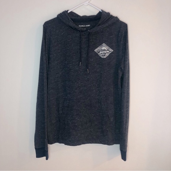 Cape Juby Other - Graphic Outdoor Mountain Long Sleeve Shirt Hoodie Heathered Navy Blue Men’s M